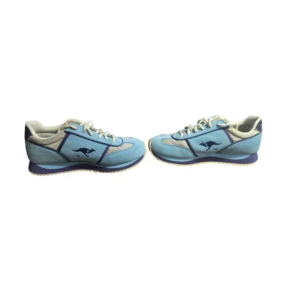 KangaROOS Vintage 1996 Blue Suede‎ Leather Sneakers Women's 6.5M Zip Pocket!!